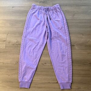 Purple Cable-Trim Jogger Pants